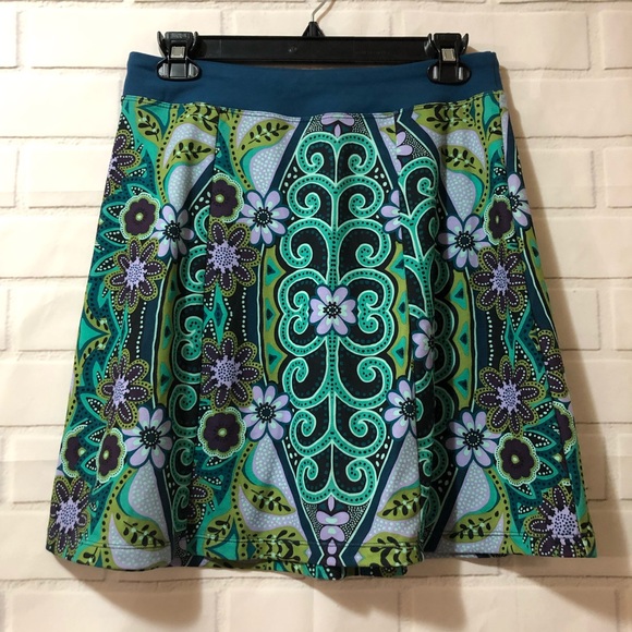 Prana Dresses & Skirts - Prana Teal Blue Green Floral Printed Stretch Skirt